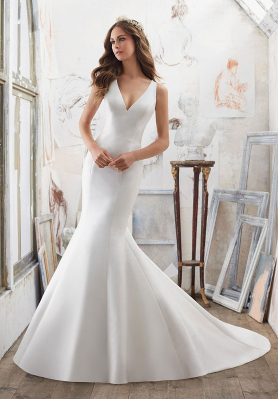trumpet flare dress Sophia Tolli strapless scalloped sweetheart neckline Wedding Dress tul –  Bela Bridal main image 1